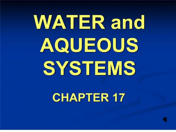 water and aqueous systems