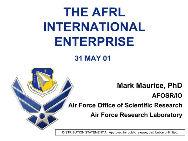 the afrl international enterprise 31 may 01