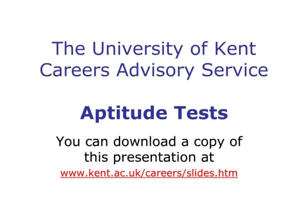 the university of kent careers advisory service aptitude tests