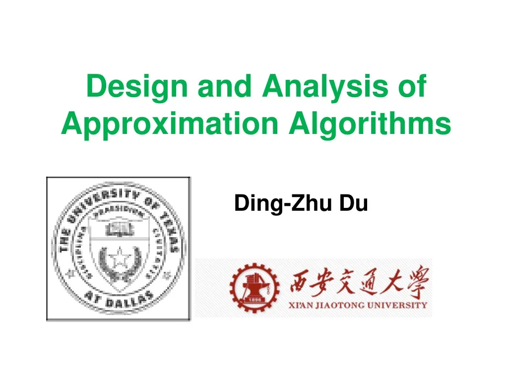 design and analysis of approximation algorithms