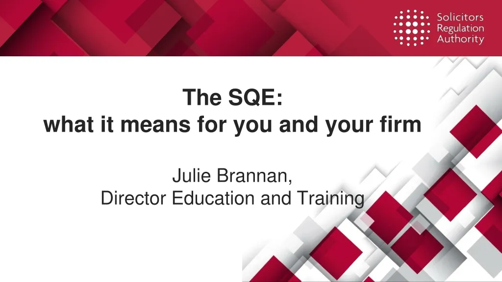 the sqe what it means for you and your firm julie brannan director education and training