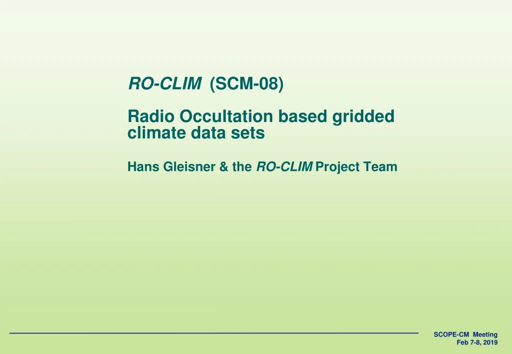 ro clim scm 08 radio occultation based gridded