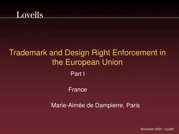Trademark and Design Right Enforcement in the European Union