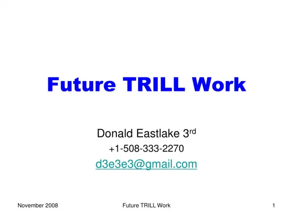 Future TRILL Work