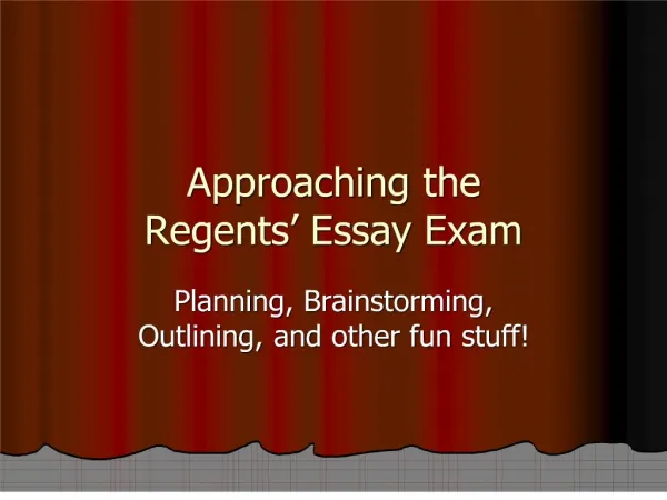 approaching the regents essay exam