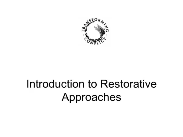 introduction to restorative approaches