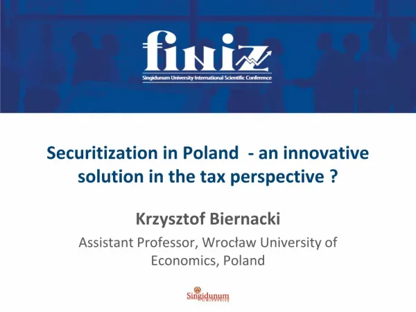 Securitization in Poland - an innovative solution in the tax perspective ?