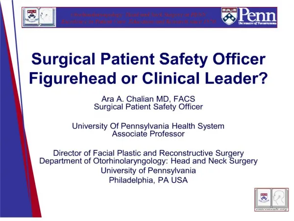 surgical patient safety officer figurehead or clinical leader