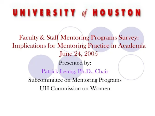 faculty staff mentoring programs survey: implications for mentoring practice in academia june 24, 2005
