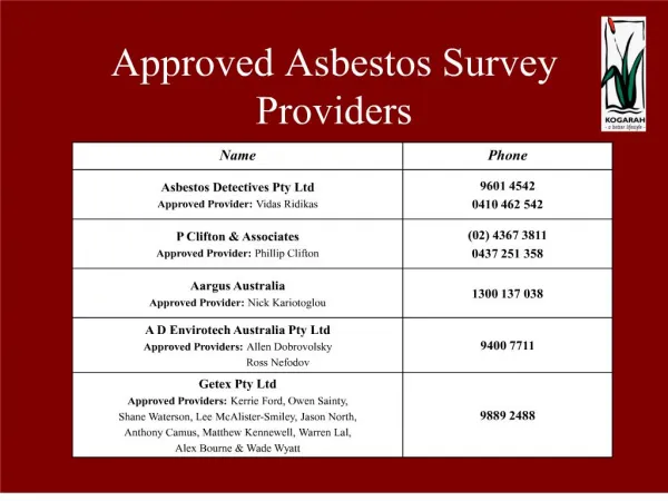 approved asbestos survey providers