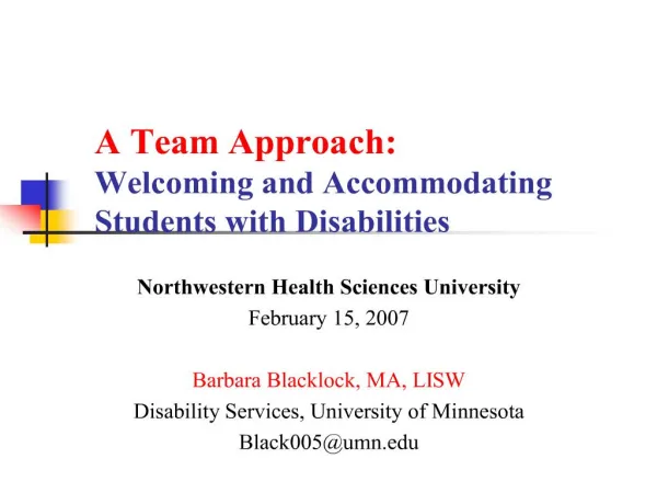 a team approach: welcoming and accommodating students with disabilities