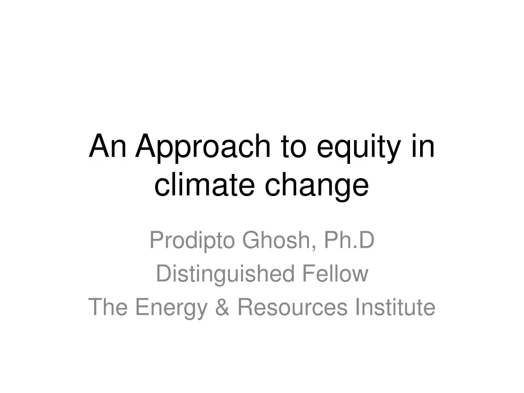 an approach to equity in climate change