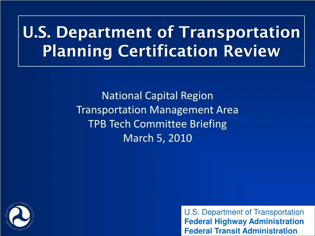 u s department of transportation planning certification review
