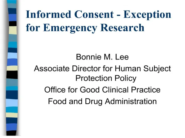 informed consent - exception for emergency research