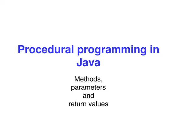 Procedural programming in Java