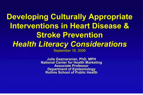 developing culturally appropriate interventions in heart disease stroke prevention health literacy considerations septe