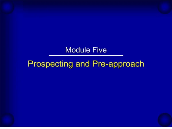 prospecting and pre-approach