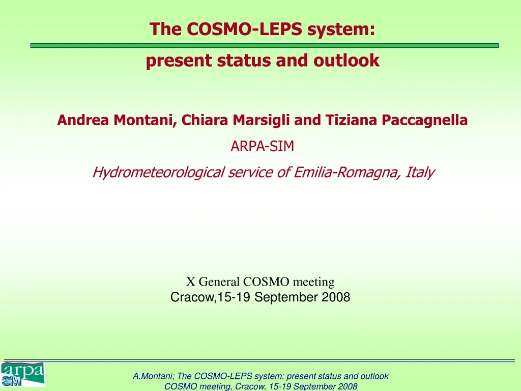 the cosmo leps system present status and outlook