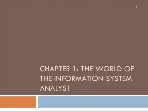 chapter 1: the world of the information system analyst