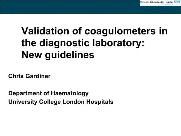 validation of coagulometers in the diagnostic laboratory: new guidelines