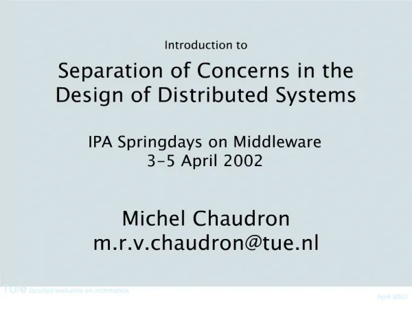 separation of concerns in the design of distributed systems