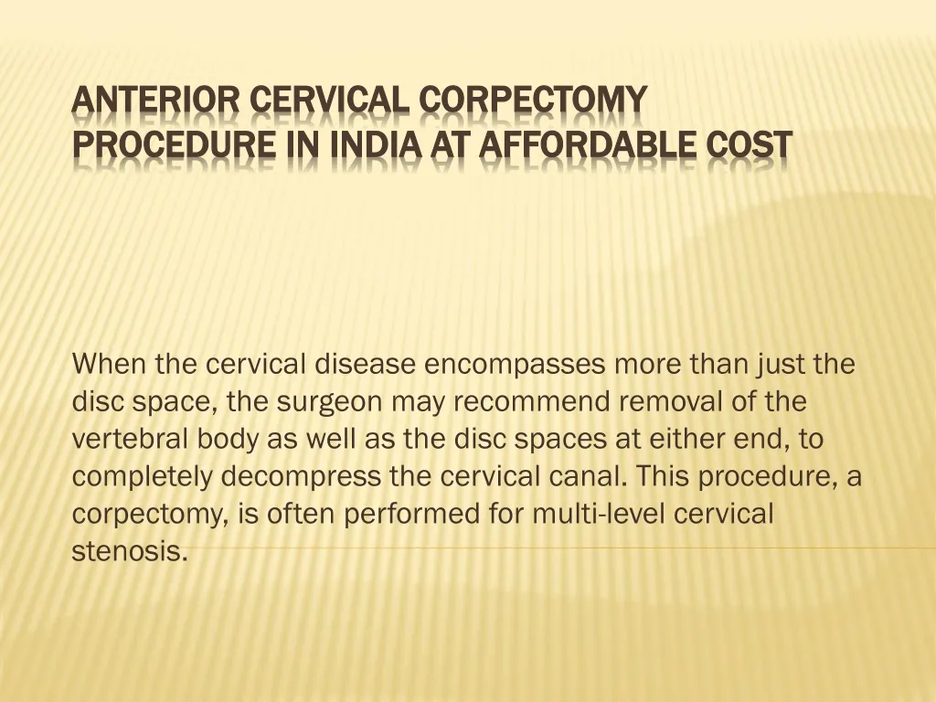 anterior cervical corpectomy procedure in india at affordable cost