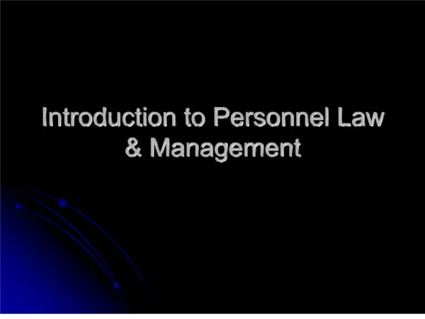 introduction to personnel law management