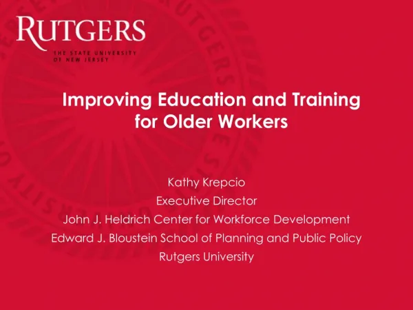 Improving Education and Training for Older Workers