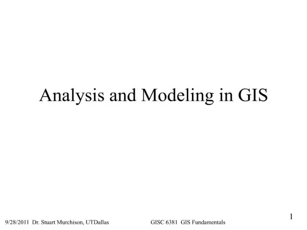 analysis and modeling in gis