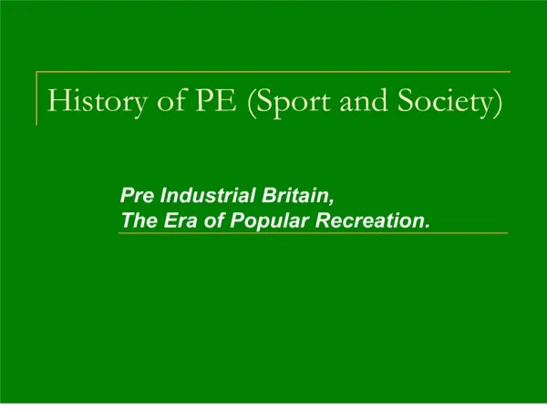 history of pe sport and society