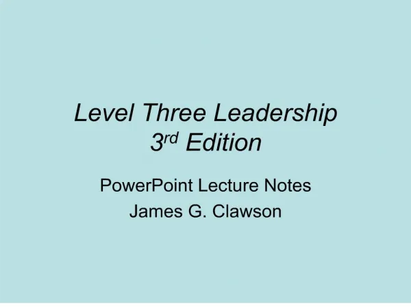 level three leadership 3rd edition