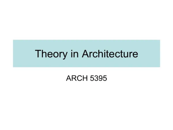 theory in architecture