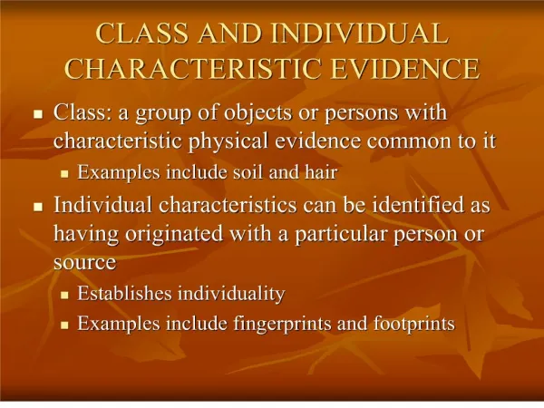 class and individual characteristic evidence