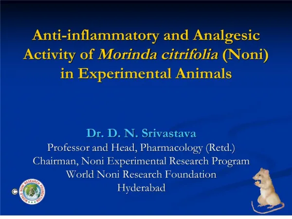 anti-inflammatory and analgesic activity of morinda citrifolia noni in experimental animals