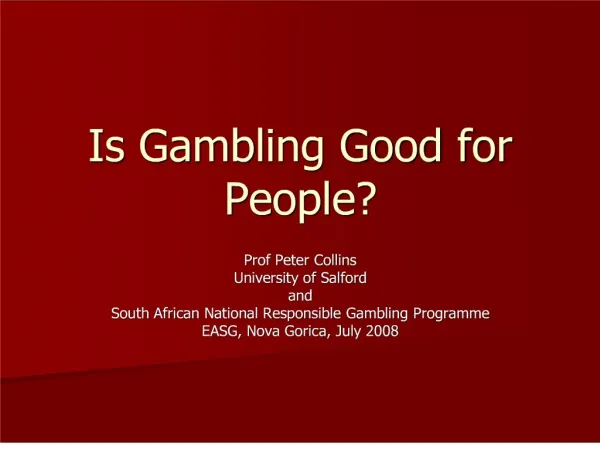 is gambling good for people