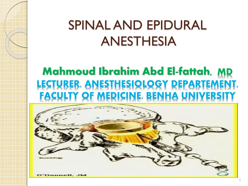 spinal and epidural anesthesia mahmoud ibrahim