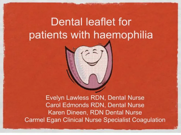 dental leaflet for patients with haemophilia
