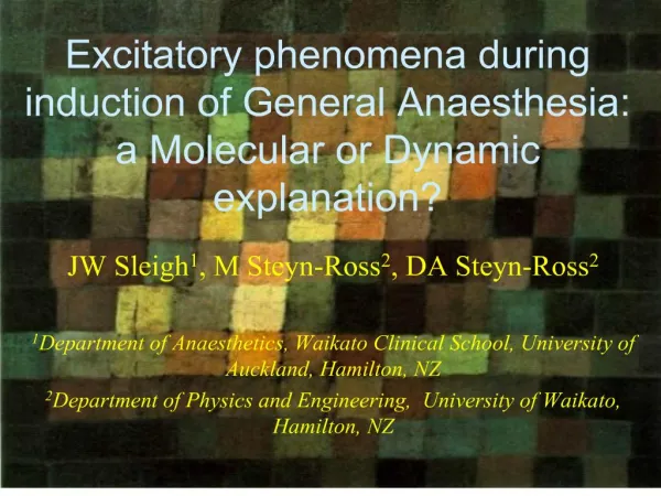 excitatory phenomena during induction of general anaesthesia: a molecular or dynamic explanation