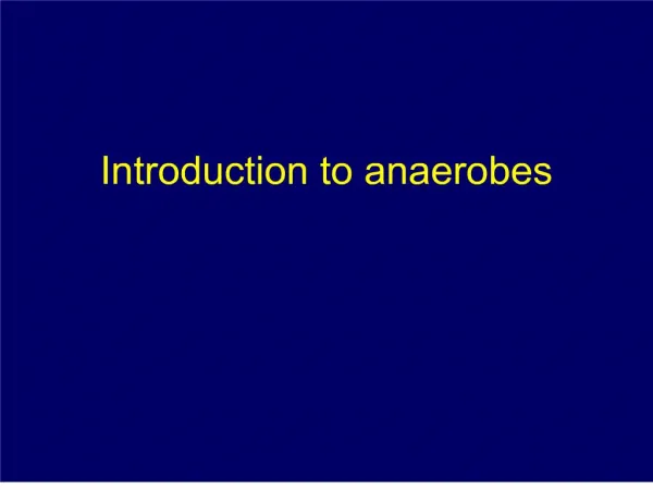 introduction to anaerobes