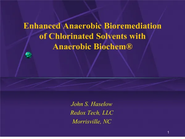 enhanced anaerobic bioremediation of chlorinated solvents with anaerobic biochem