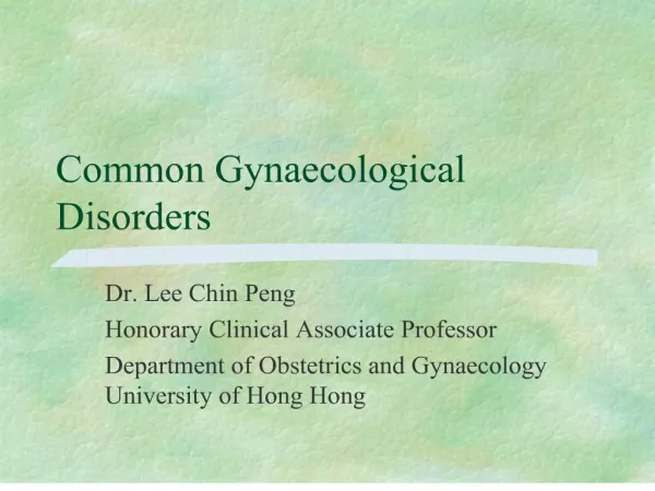 common gynaecological disorders