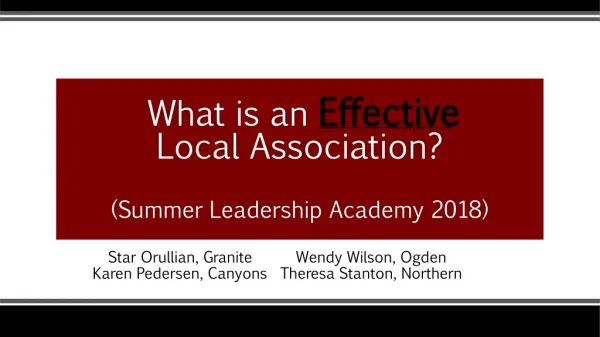 What is an Effective Local Association? (Summer Leadership Academy 2018)