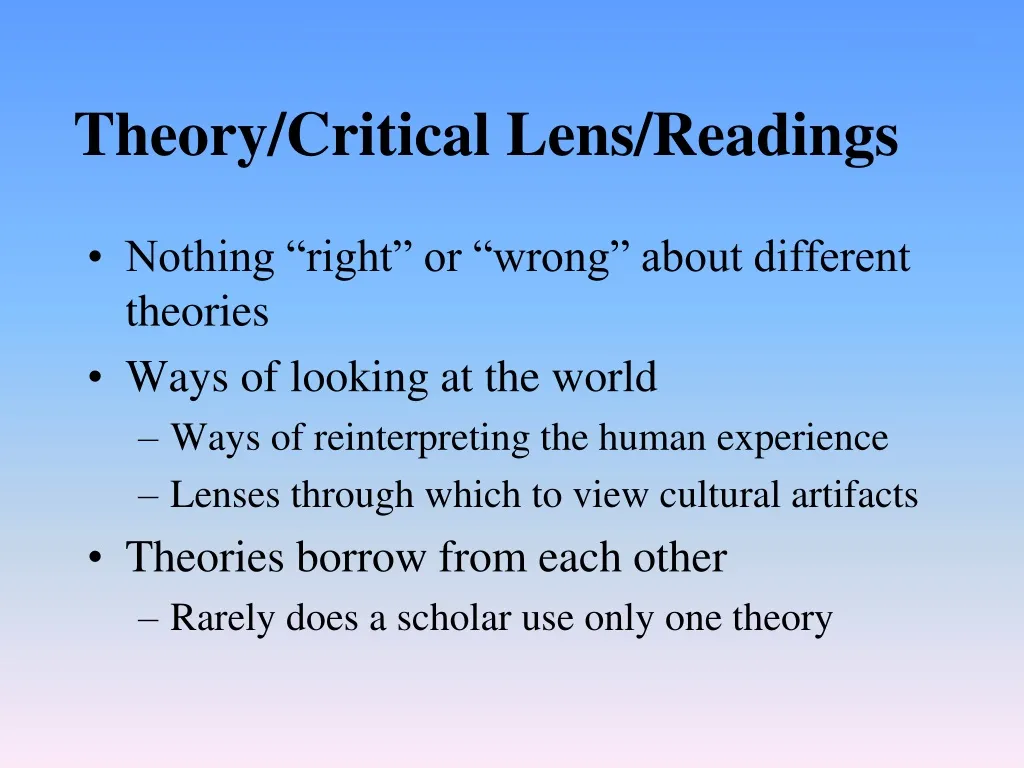 theory critical lens readings
