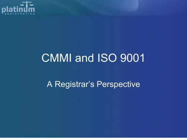 cmmi and iso 9001