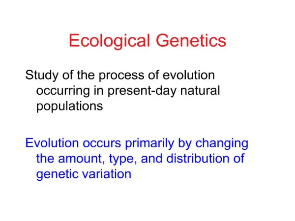 ecological genetics