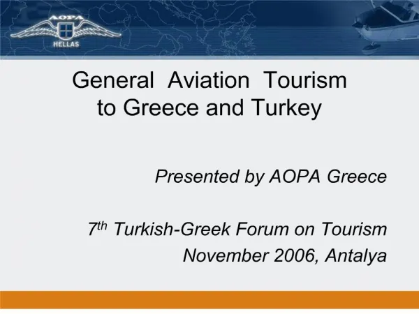 general aviation tourism to greece and turkey