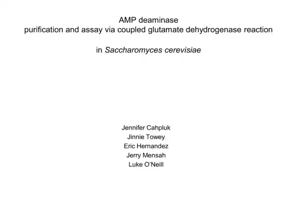 amp deaminase purification and assay via coupled glutamate dehydrogenase reaction in saccharomyces cerevisiae