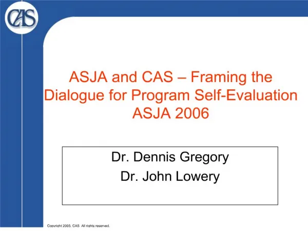 asja and cas framing the dialogue for program self-evaluation asja 2006