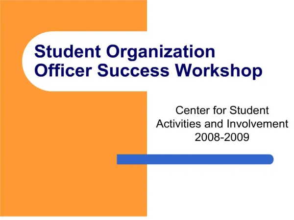 student organization officer success workshop