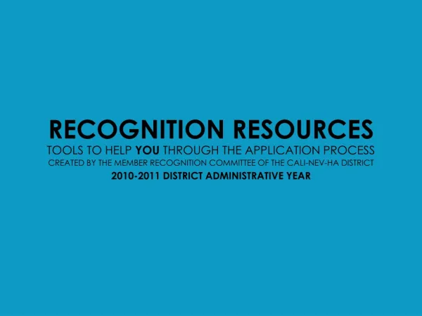 RECOGNITION RESOURCES